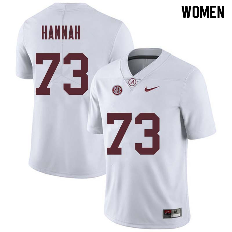 Women #73 John Hannah Alabama Crimson Tide College Football Jerseys Sale-White